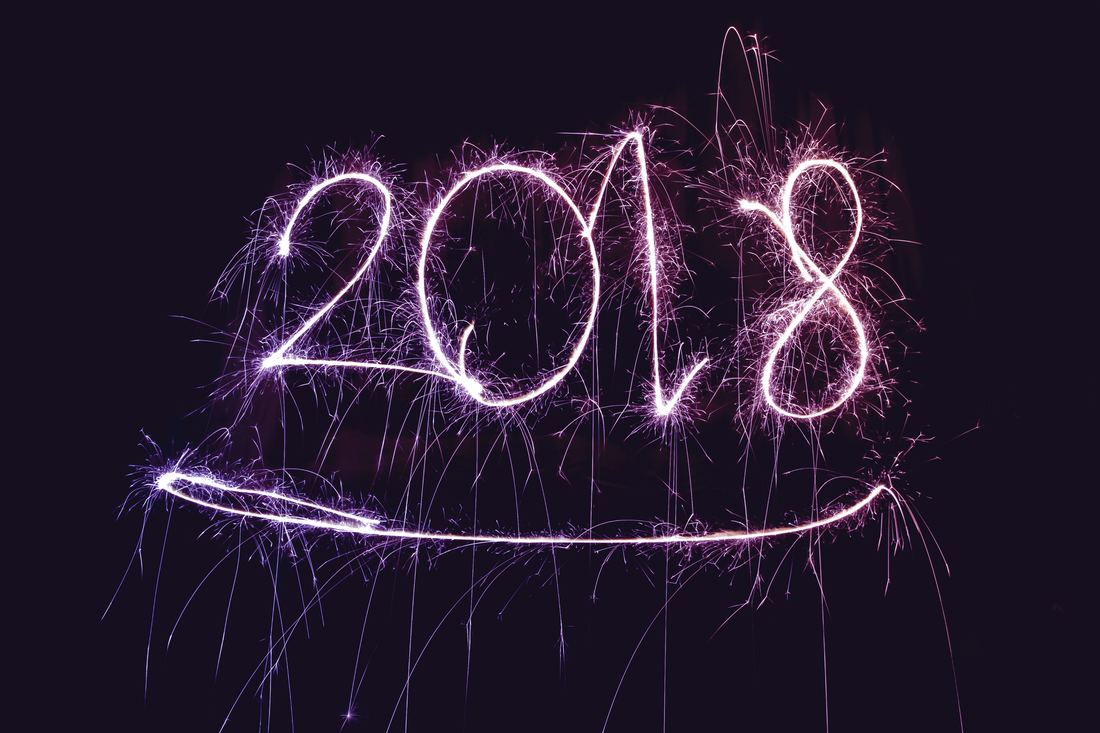 A sparkler with the word 2018 written on it.